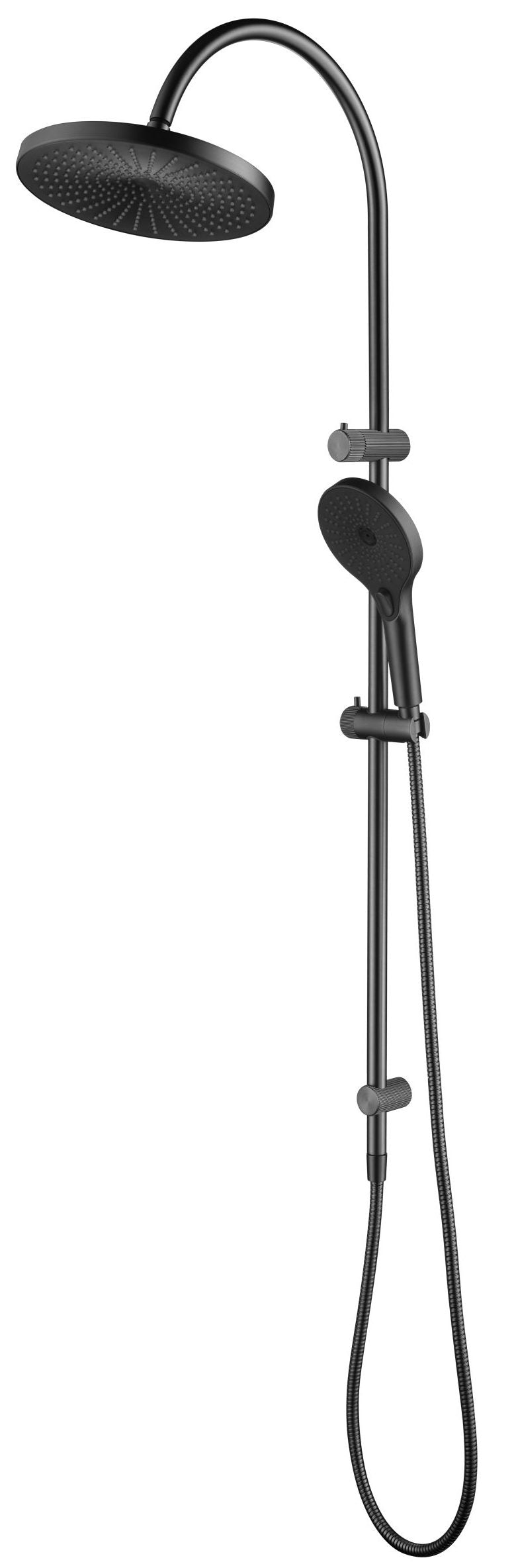 Mica Fluted Gooseneck Dual Shower Rail