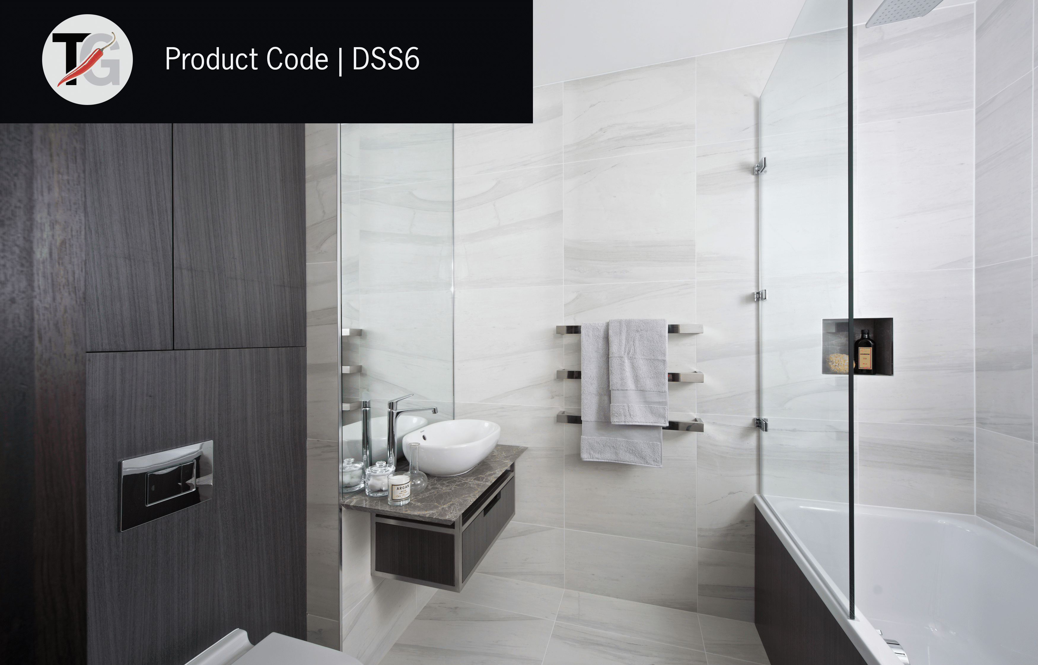DSS6 Square Single Bar Polished Heated Towel Rail