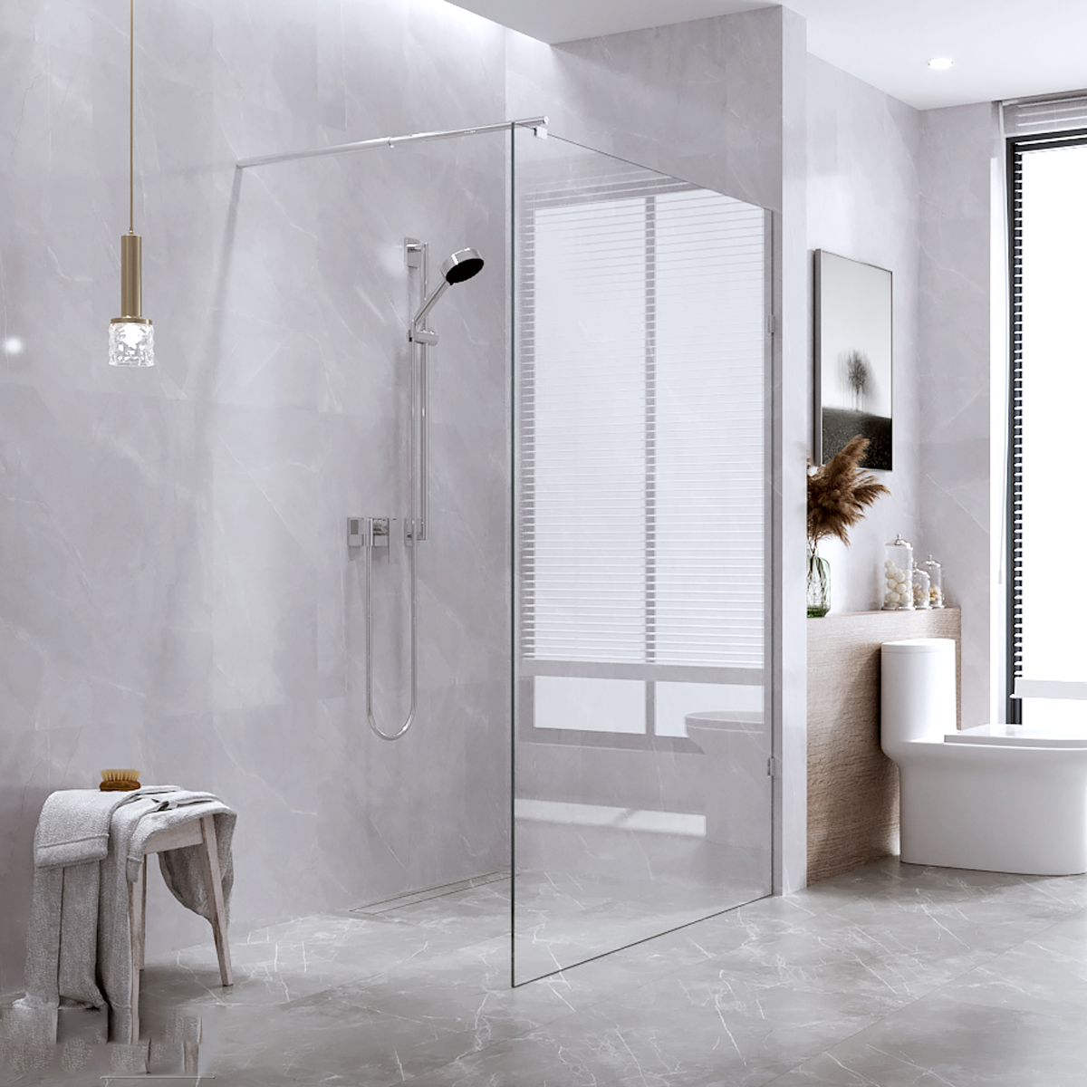 Fully Frameless - Walk in Shower Screen Fixed Panel - Multiple Sizes