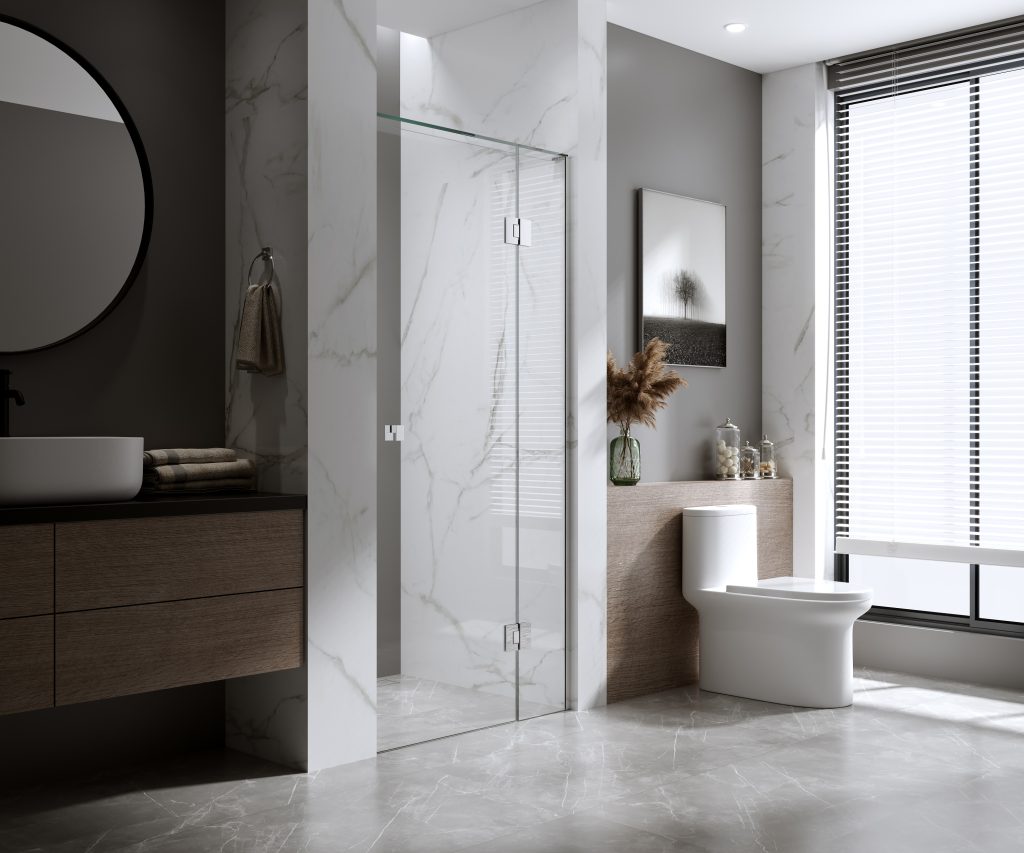 Fully-Frameless - Pivot - Front Only - Brushed Silver - Valentina