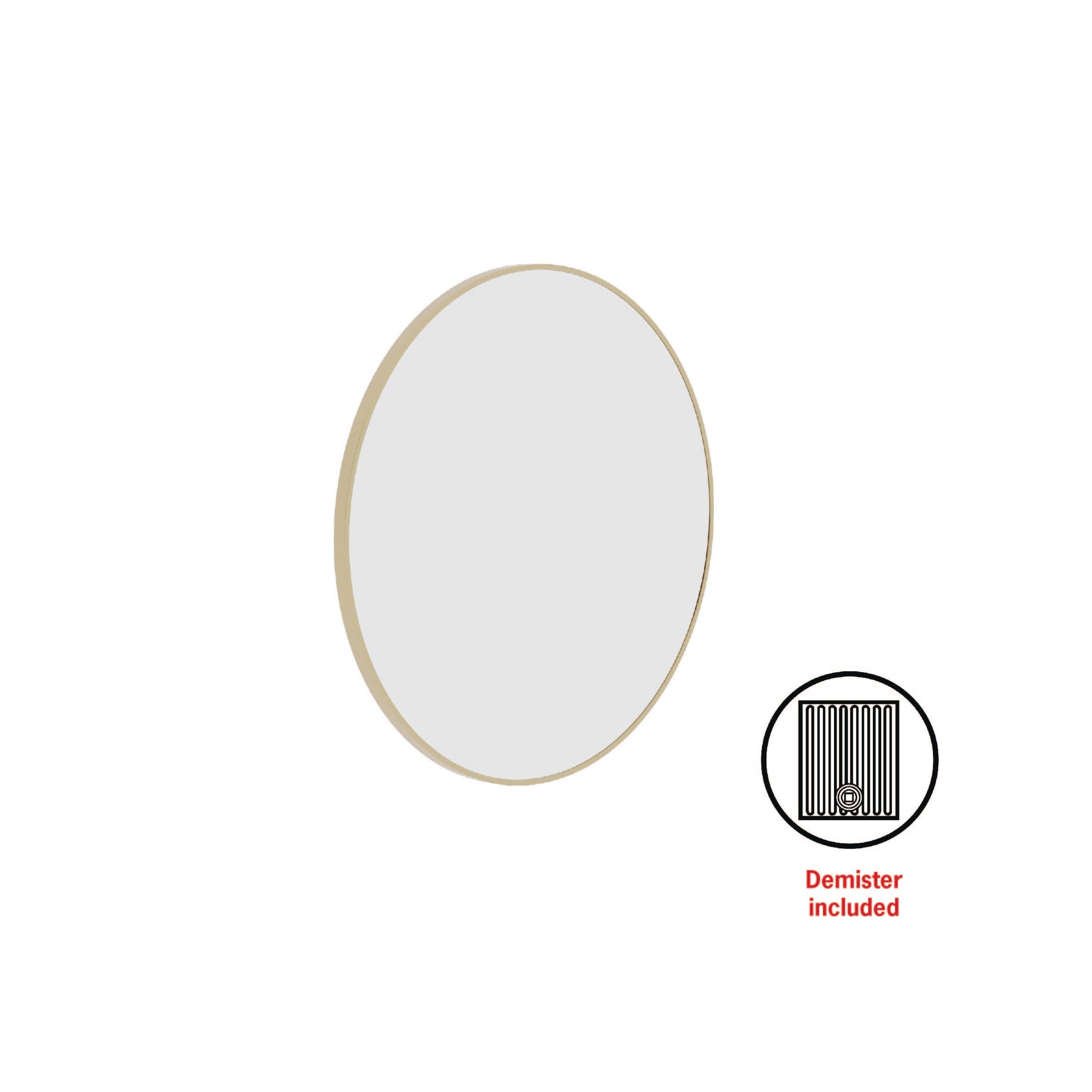 GR6060GD Round Gold Framed Mirror Including Demister