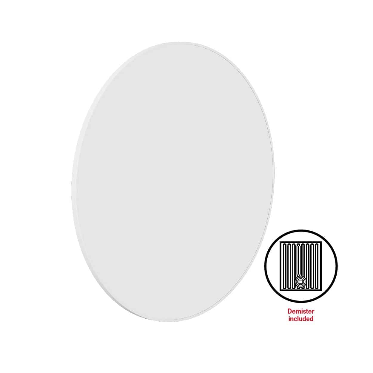 GR9090WD Round White Framed Mirror Including Demister