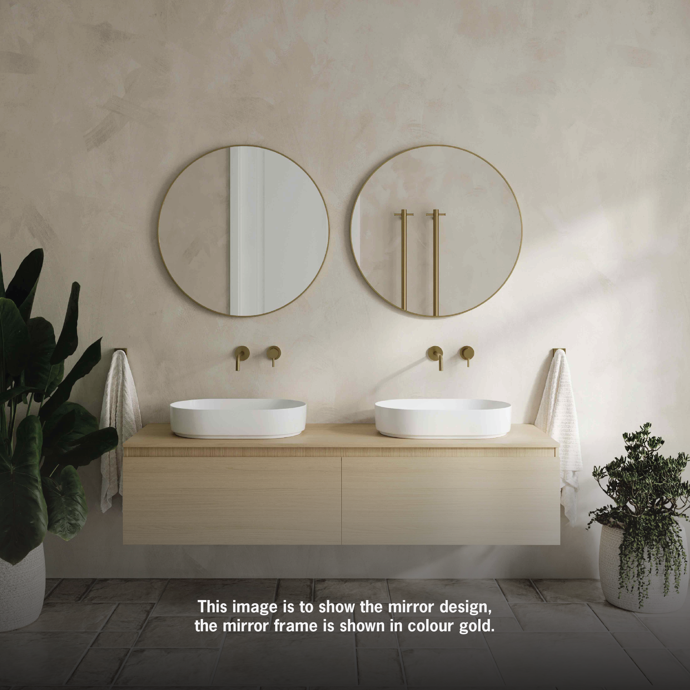 GR6060GD Round Gold Framed Mirror Including Demister