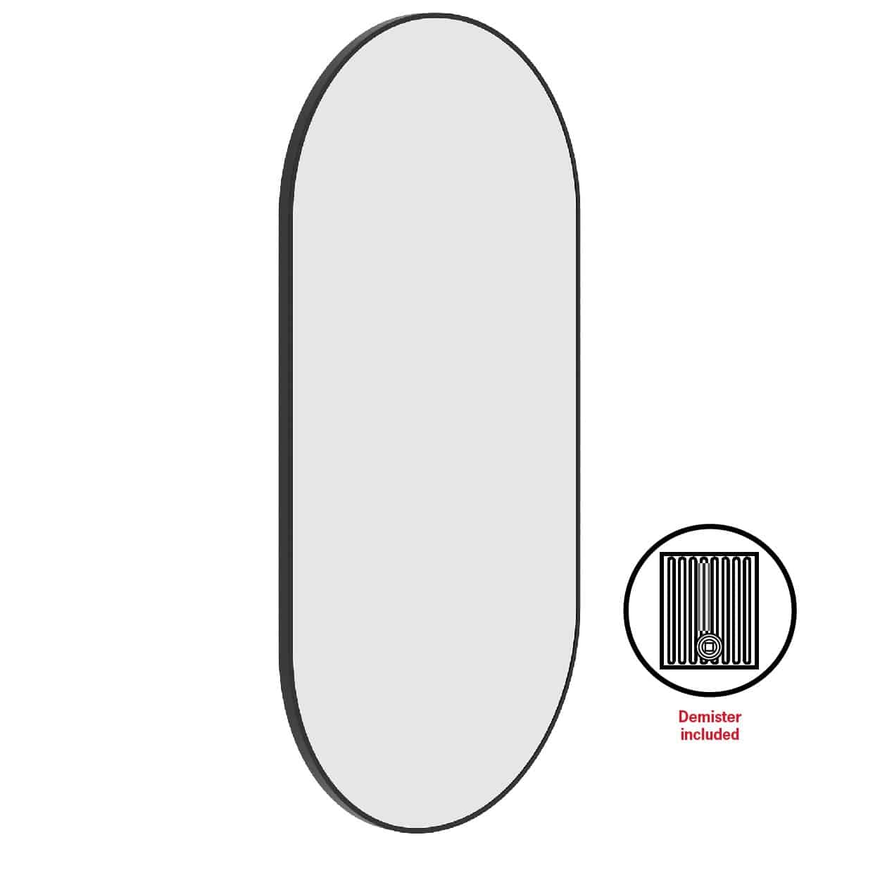 HP5010BD Pill Black Framed Mirror Including Demister