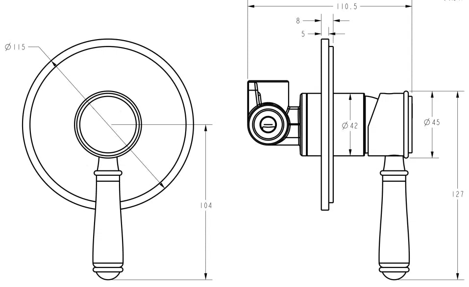 Clasico Shower Mixer - Trim Kit - Standard Handle