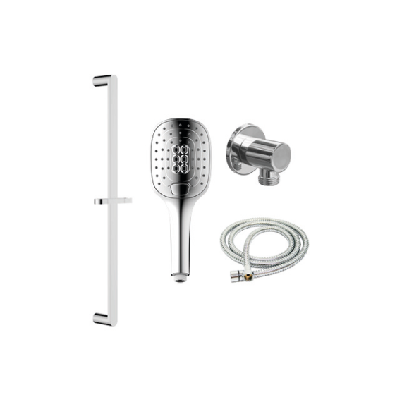 Ferla 3 Function Hand Shower With Hose, Sliding Rail & Water Inlet