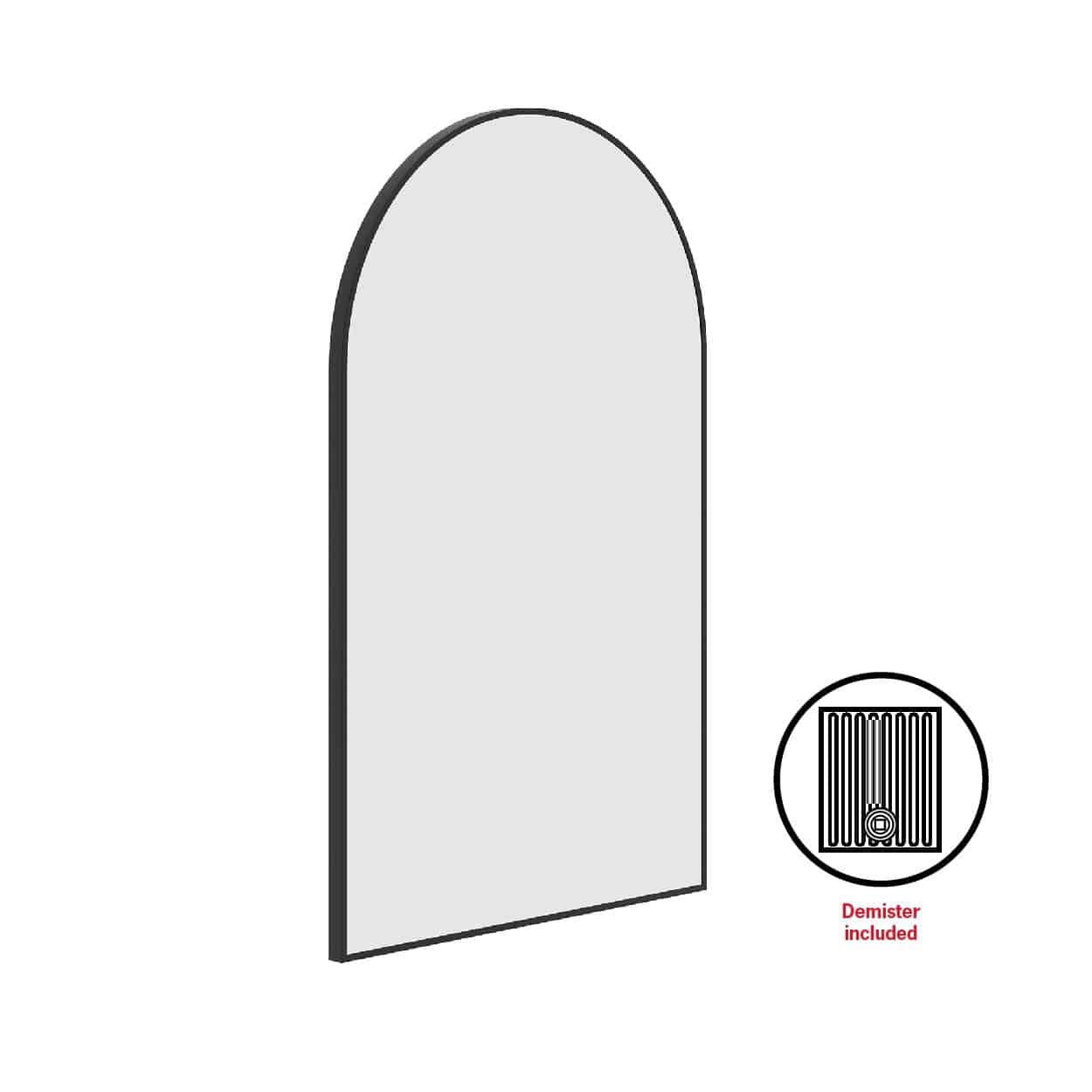 JC5080BD Arch Black Framed Mirror Including Demister