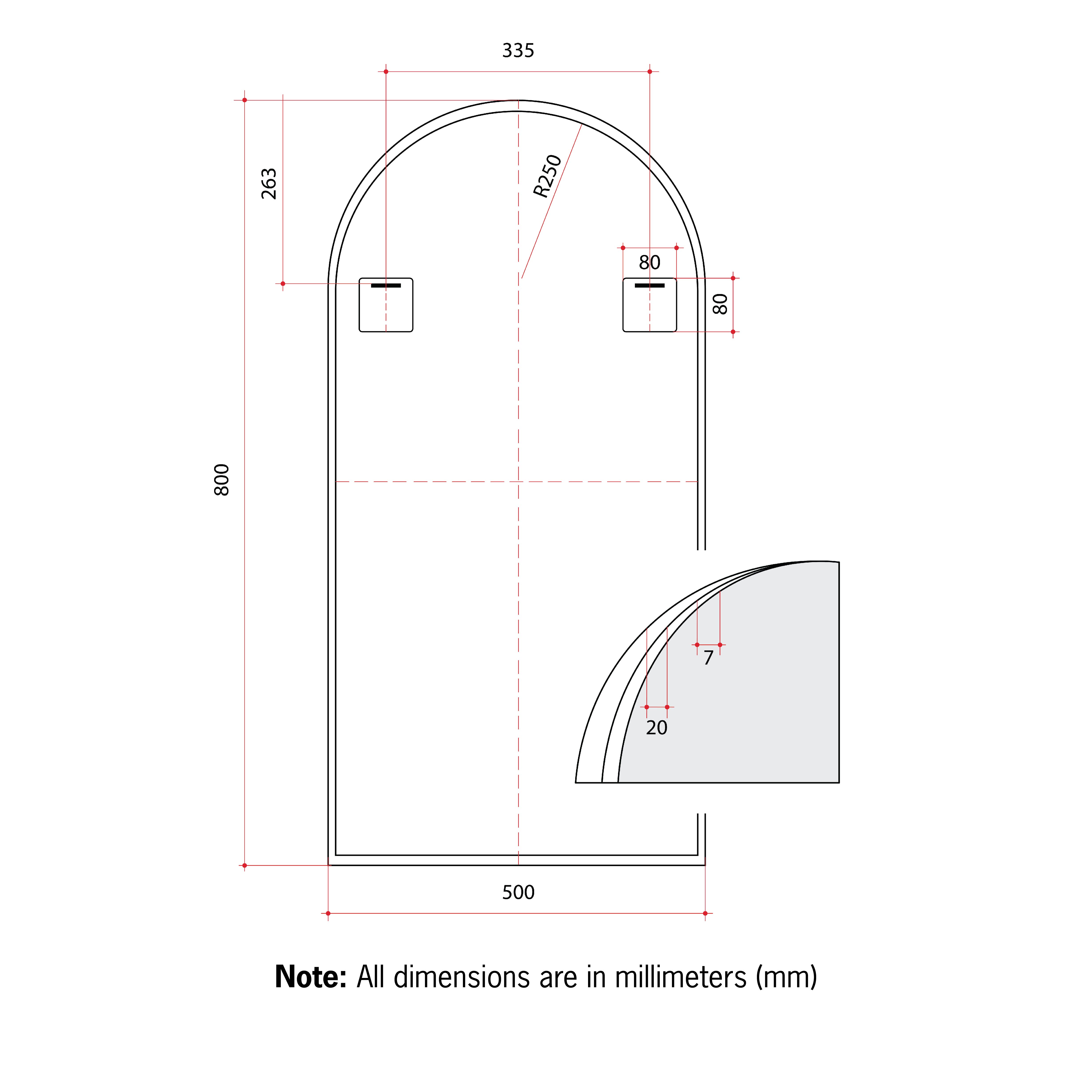JC5080G Arch Gold Framed Mirror