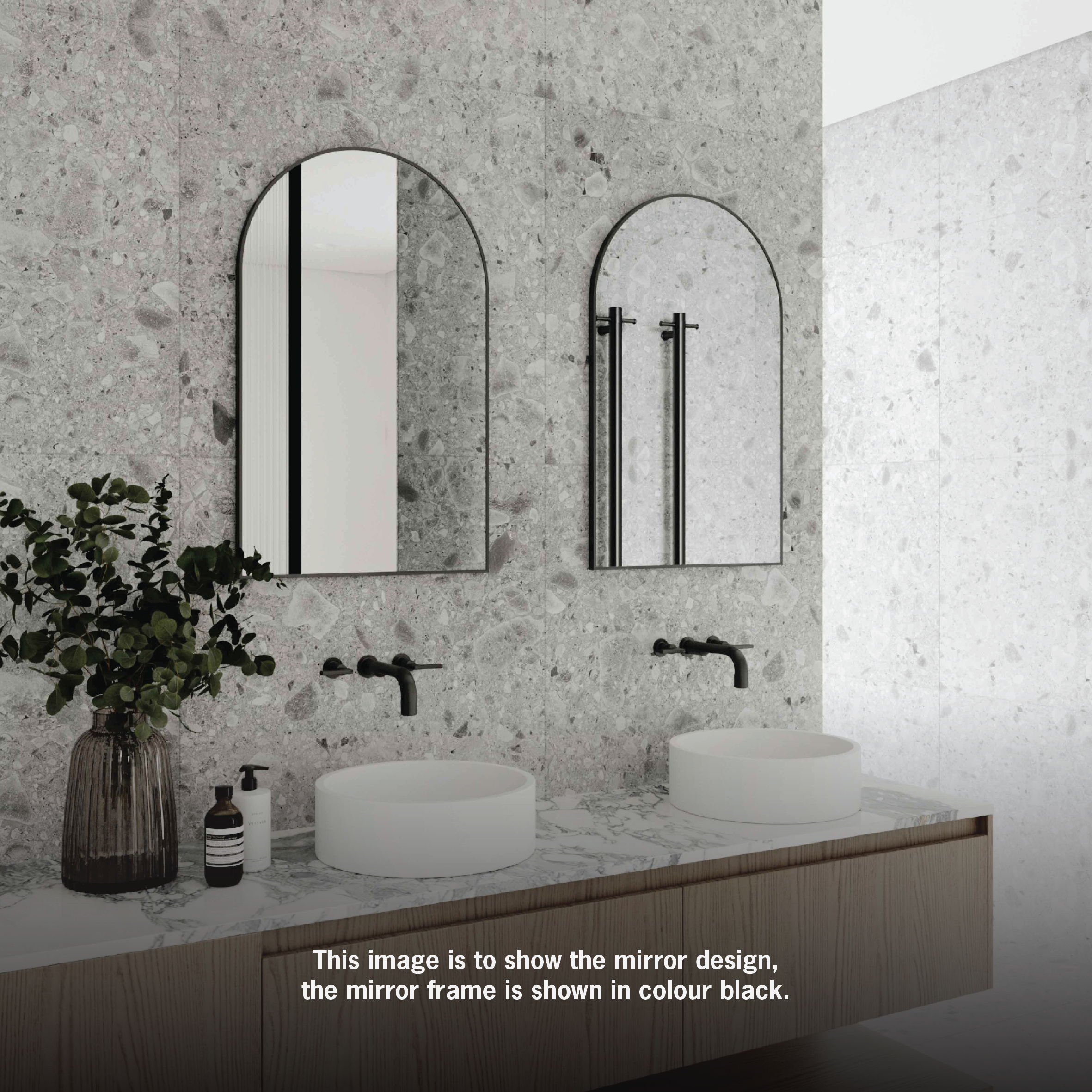 JC5080WD Arch White Framed Mirror Including Demister