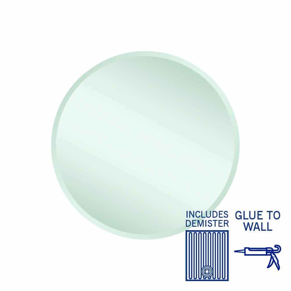 KR8080GTD Round 18mm Bevel Edge Mirror with Demister