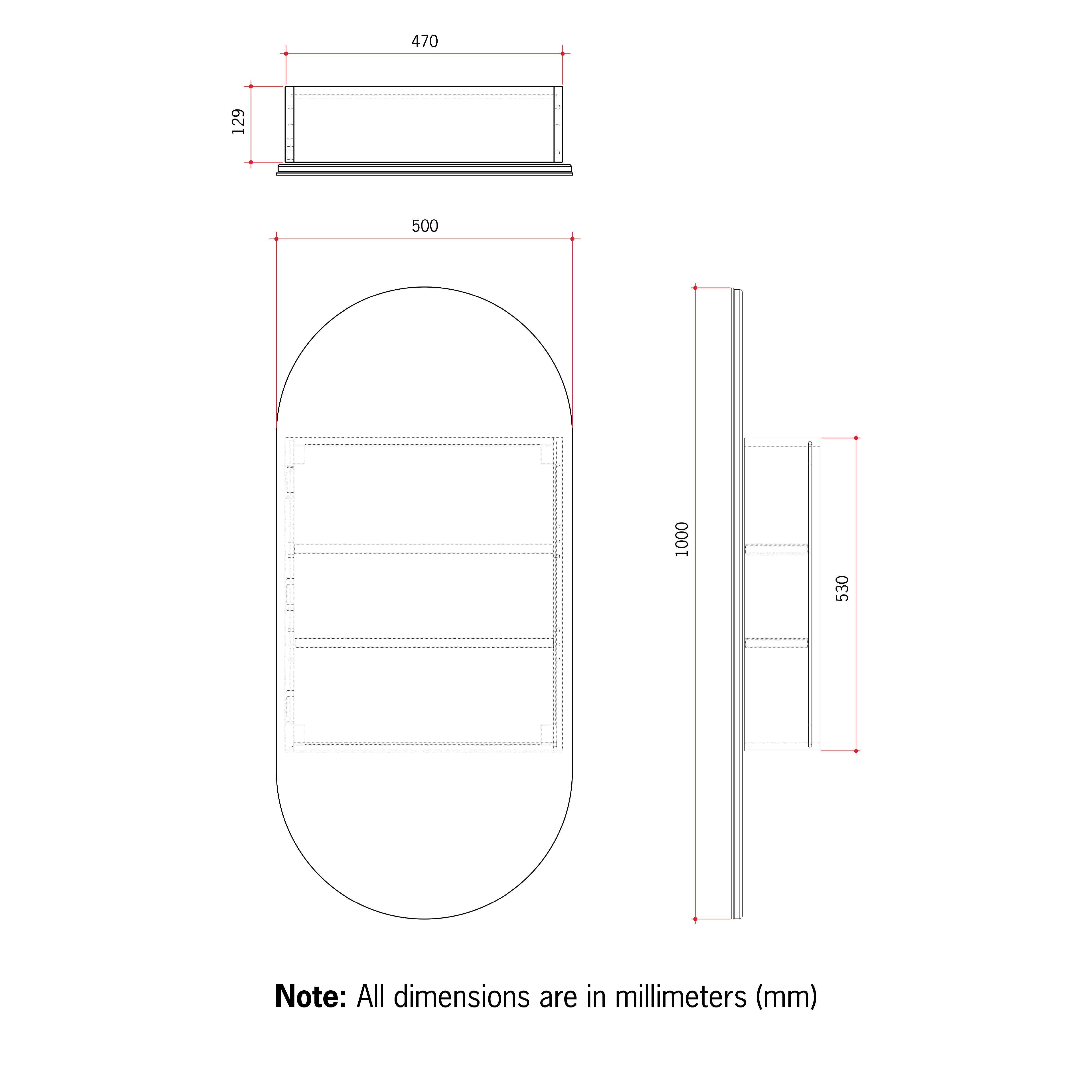 LP5010W Pill White Mirror Cabinet