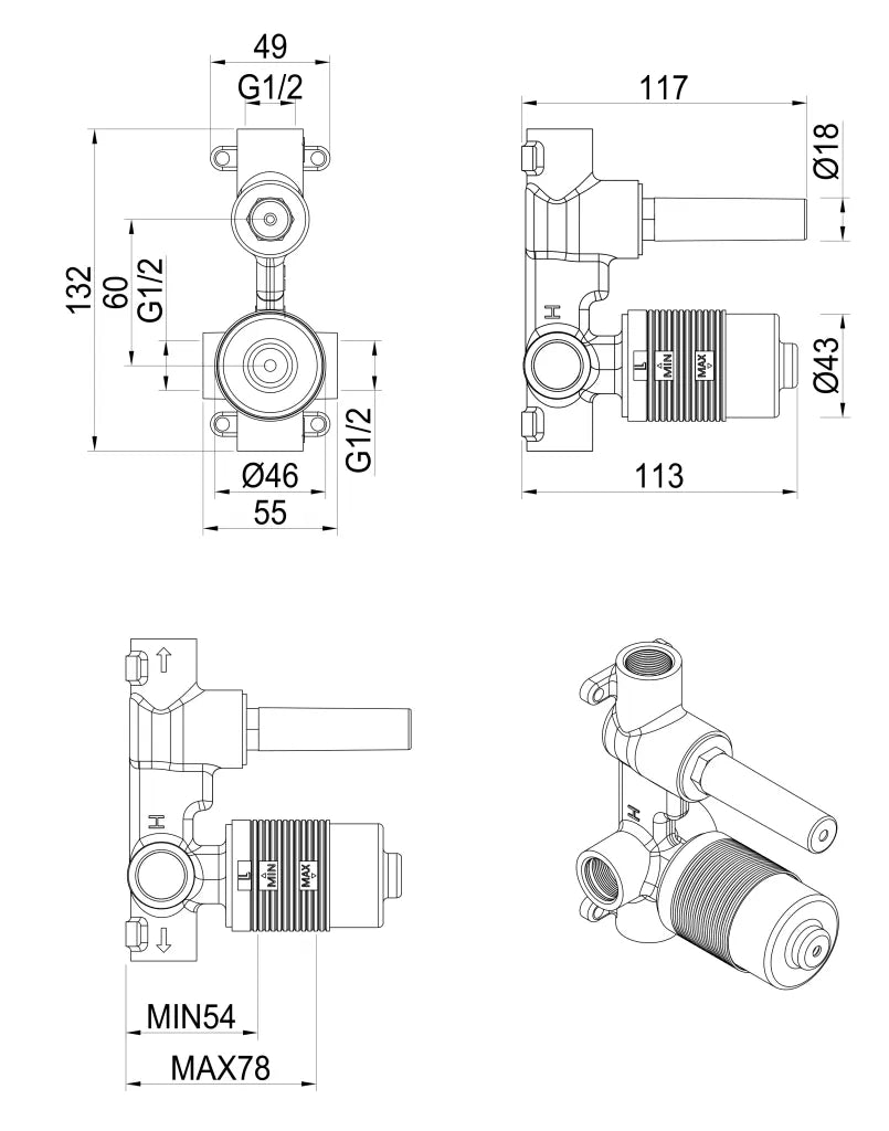 Lantra Shower Mixer Diverter – BODY ONLY - ‎n/a