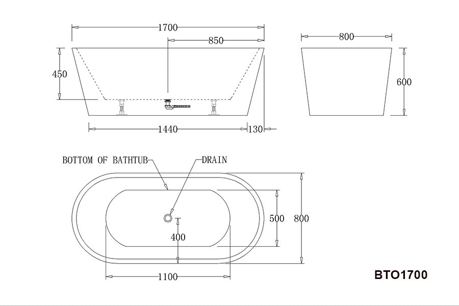 OSLO Freestanding Bathtub in Black-BTO1500