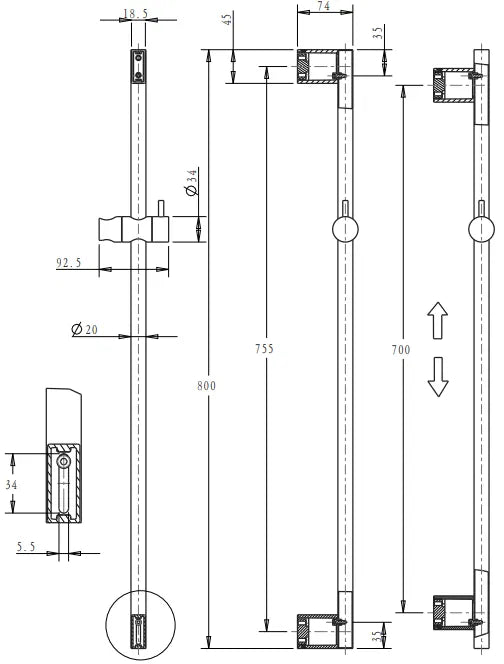 Mica Shower Rail