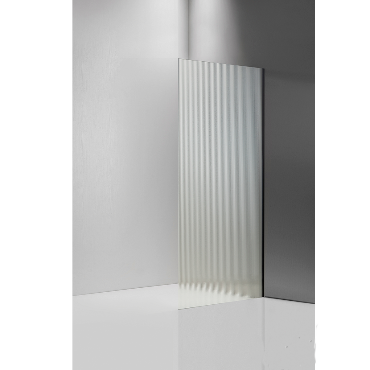 Fully Frameless - Walk in Shower Screen Reeded Glass Fixed Panel - Multiple Sizes