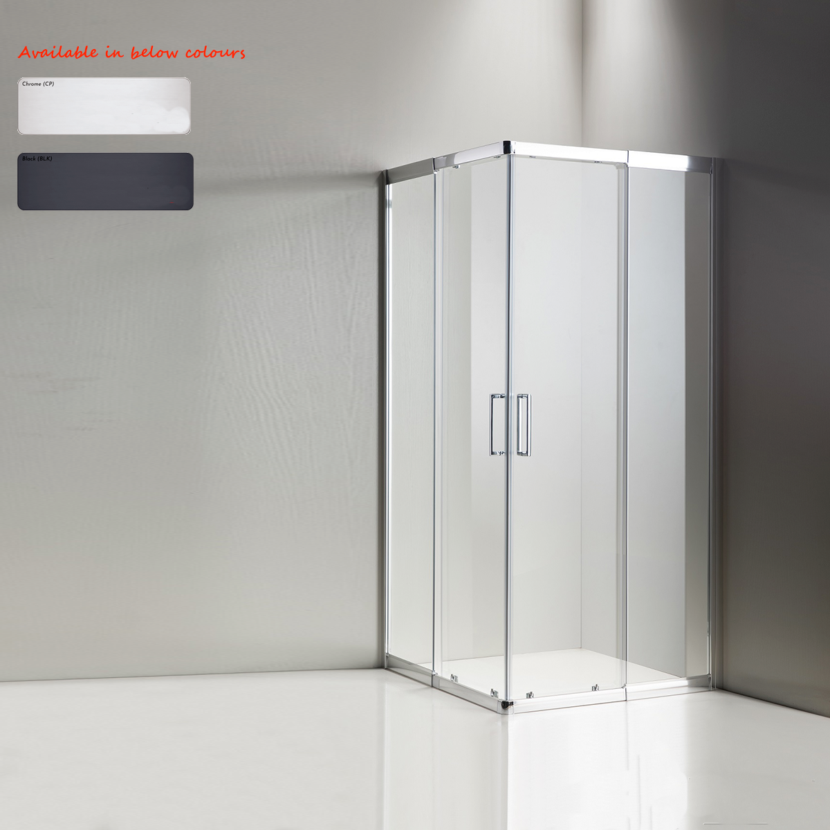 'Calvi' Double Door Sliding Semi Framed Shower Screen – Front and Return - Multiple Sizes