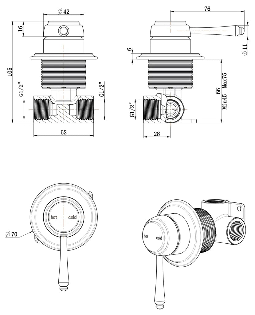 Mica Heritage Shower Mixer – TRIM KIT ONLY