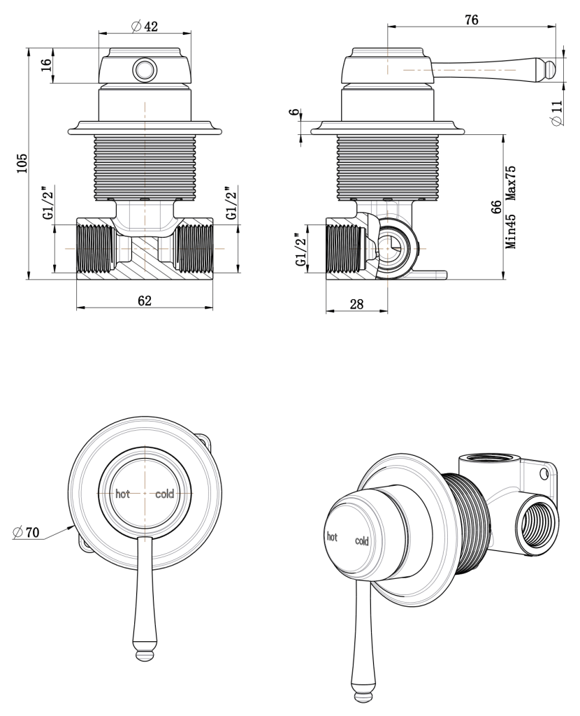 Mica Heritage Shower Mixer – TRIM KIT ONLY