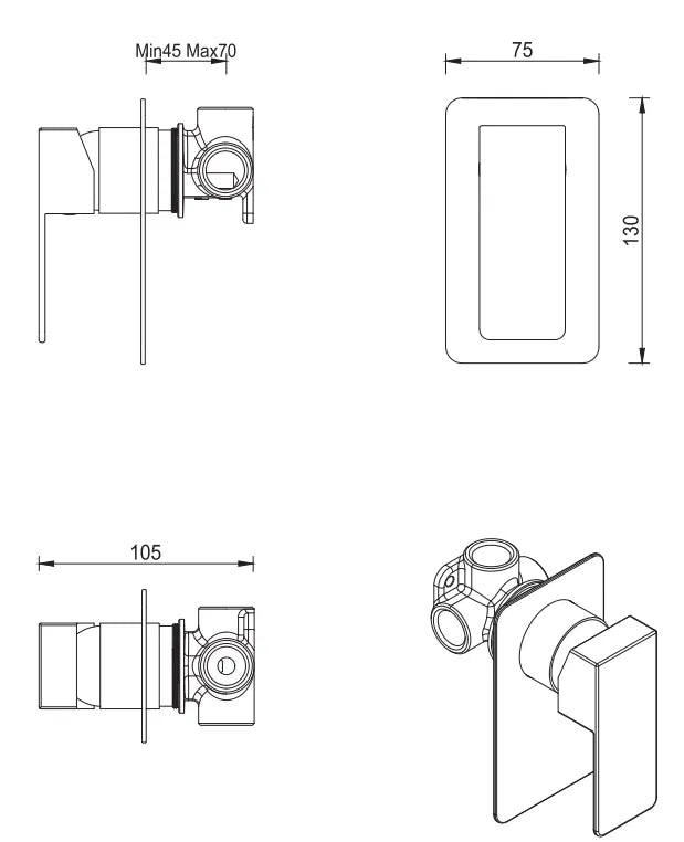 Aleko Project Shower Mixer – TRIM KIT ONLY