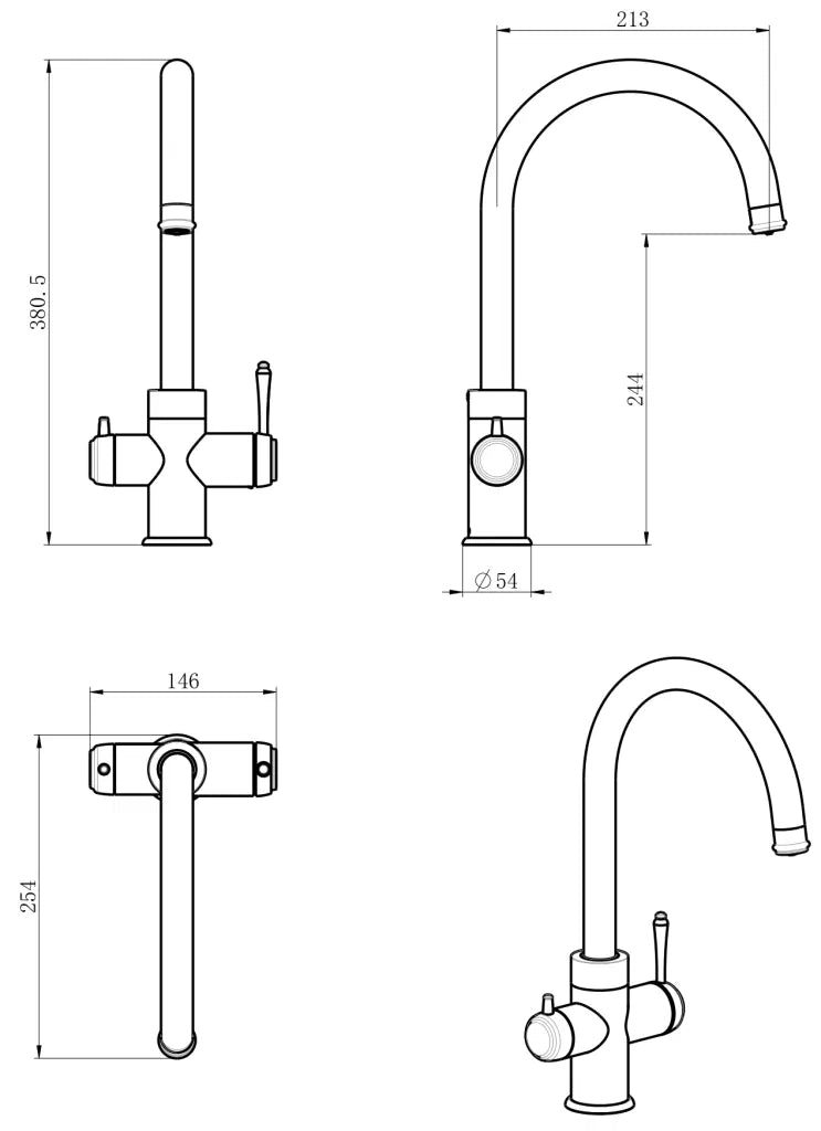 Mica Heritage 3-Way Filter Sink Mixer