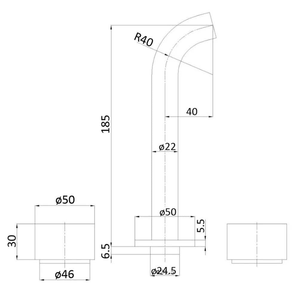 Capri Wall Basin/Bath Spindle & Spout
