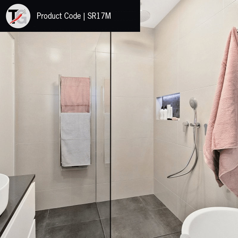SR17M Straight Round Polished Stainless Ladder Heated Towel Rail