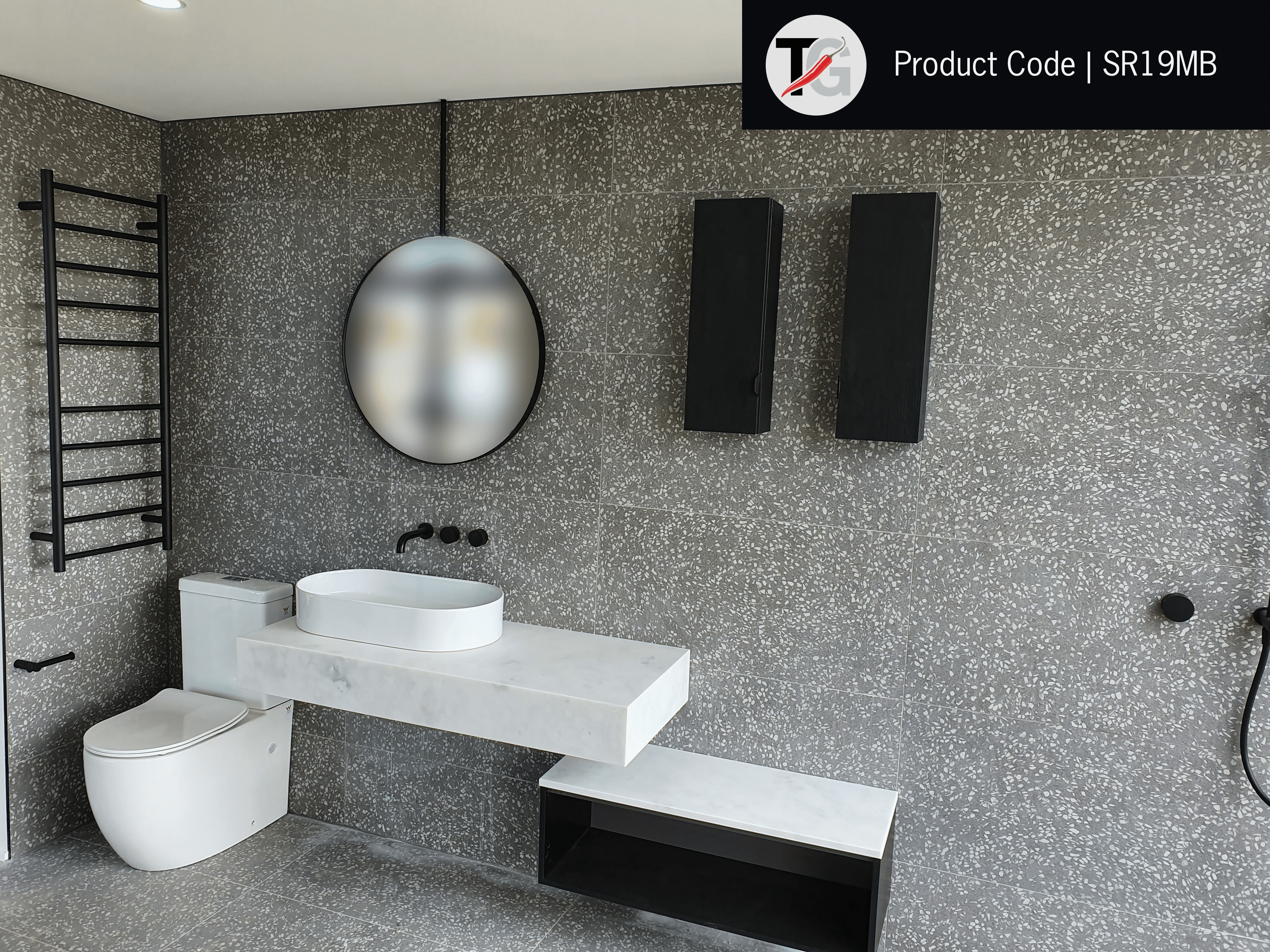 SR19MB Matt Black Round Ladder Heated Towel Rail