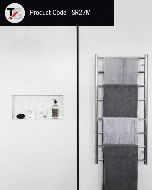 SR27M Straight Round Polished Ladder Heated Towel Rail