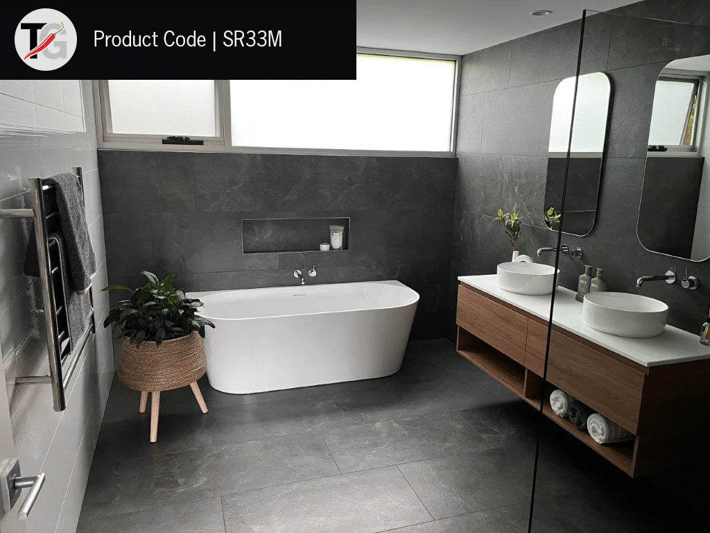 SR33M Straight Round Polished Ladder Heated Towel Rail