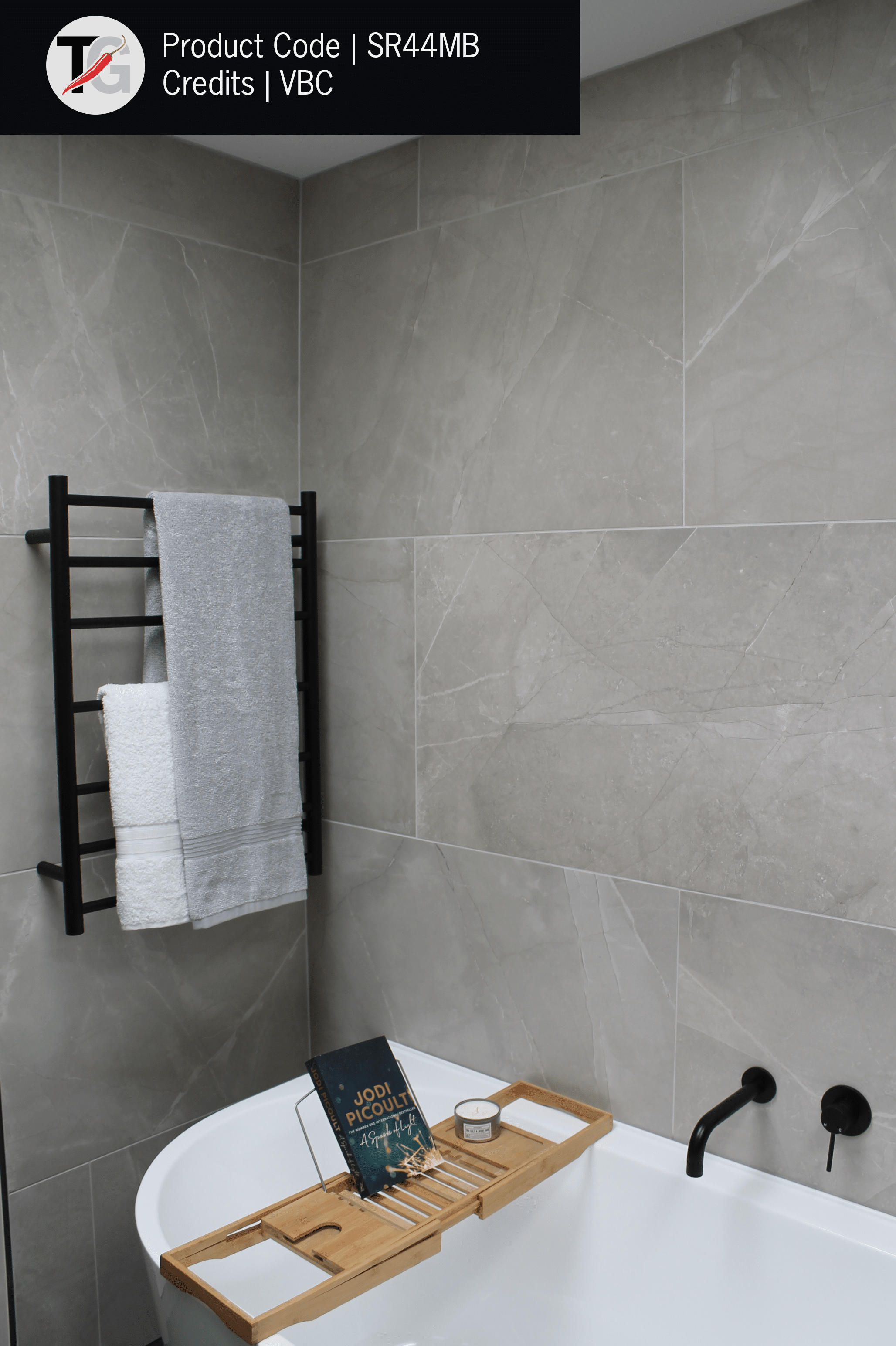 SR44MB Matt Black Round Ladder Heated Towel Rail