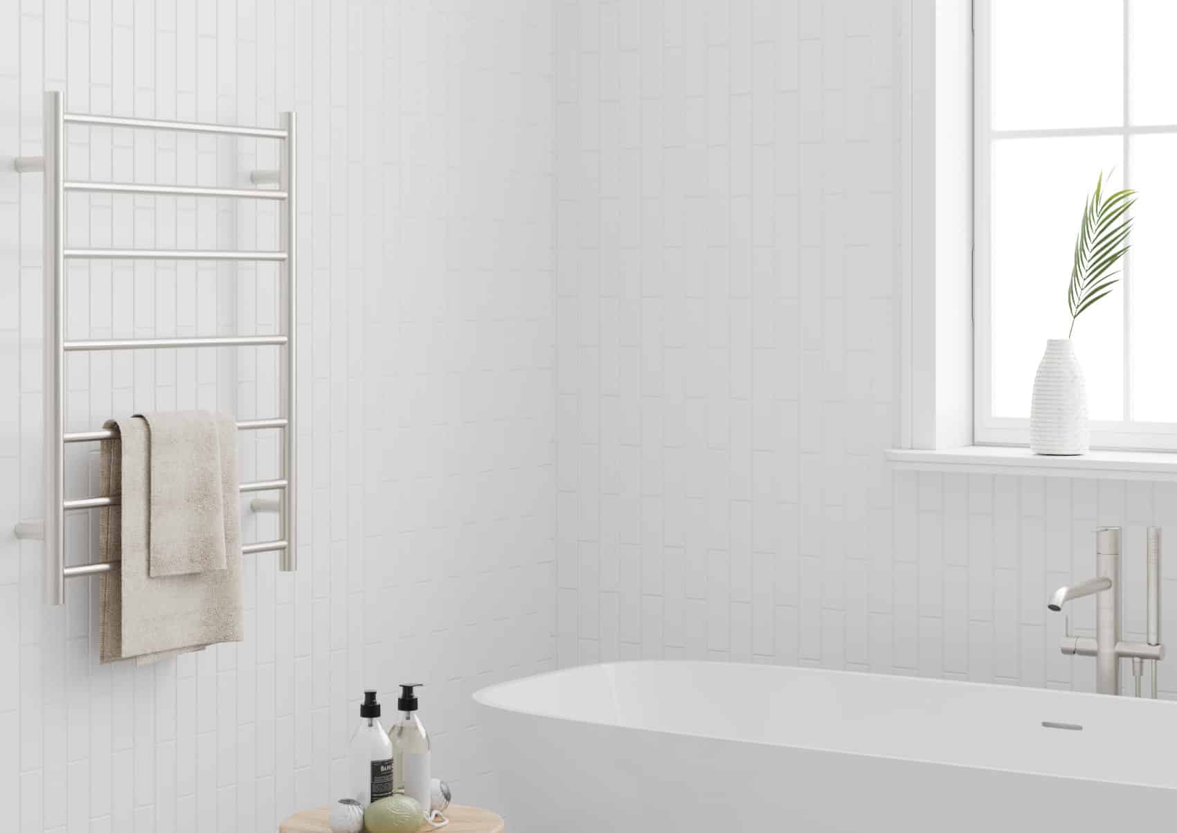 SR44MBN Brushed Nickel Round Ladder Heated Towel Rail