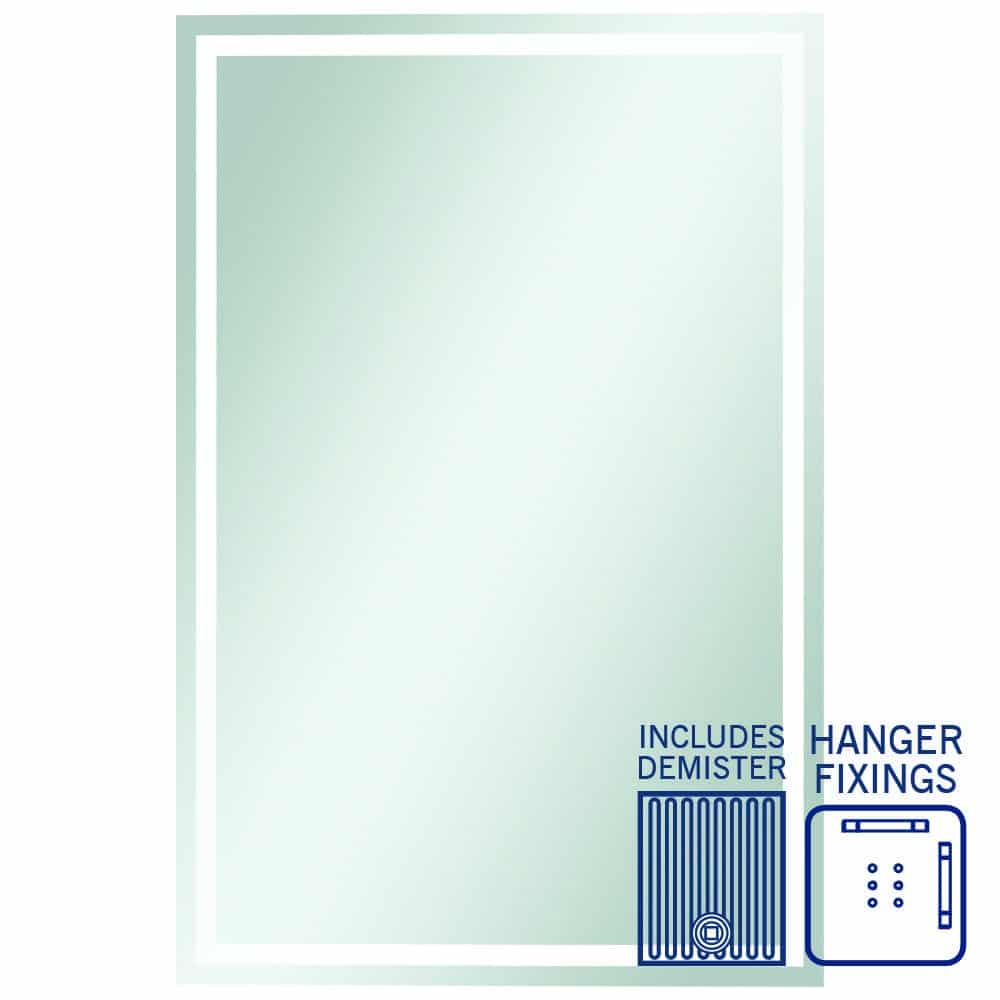 SS1590HND Rectangle Mirror with Sandblasted Border with Demister