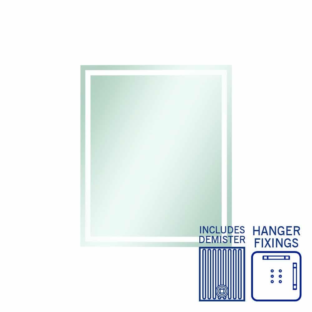 SS9075HND Rectangle Mirror with Sandblasted Border with Demister