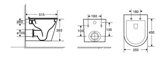 T053E – PARMA Rimless Wall Hung Pan