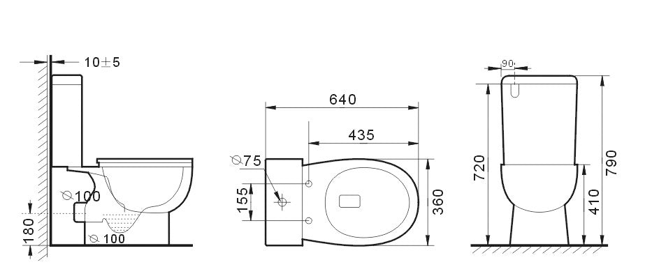 T6009P — YORK Rimless Toilet Suite