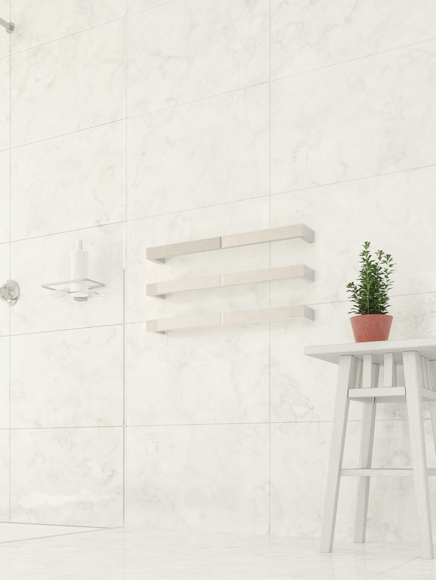 DSS6 Square Single Bar Polished Heated Towel Rail