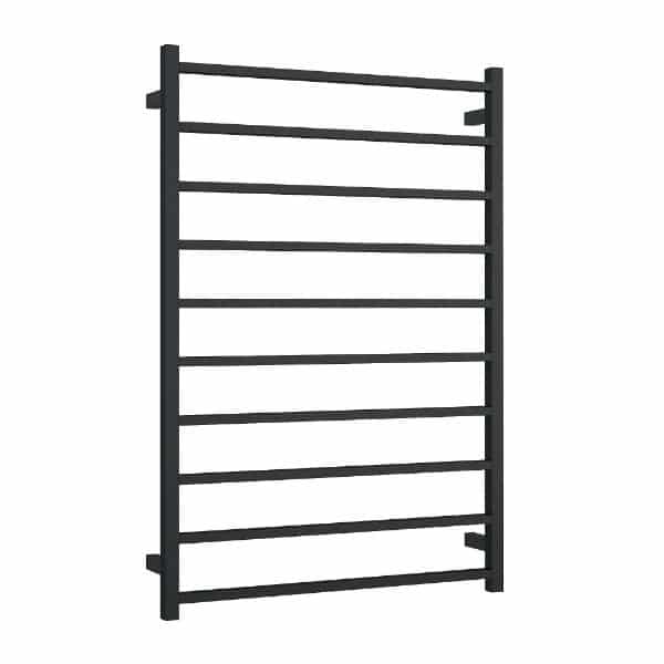 SS88MB Matt Black Square Ladder Heated Towel Rail