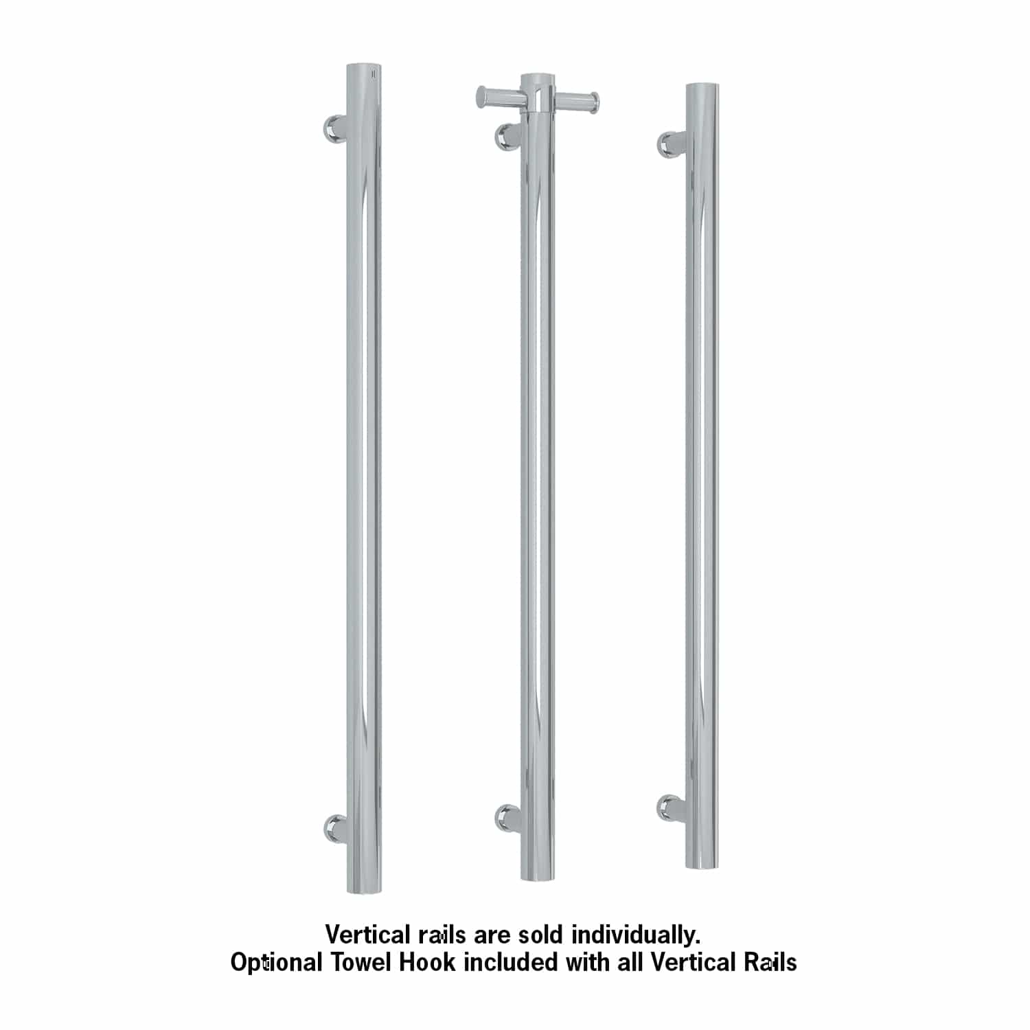UVS900H Round Polished Non-Heated Vertical Single Towel Rail