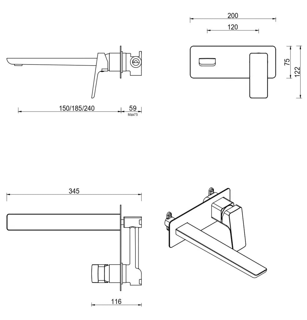 Tiago Wall-Spout Combo – TRIM KIT ONLY