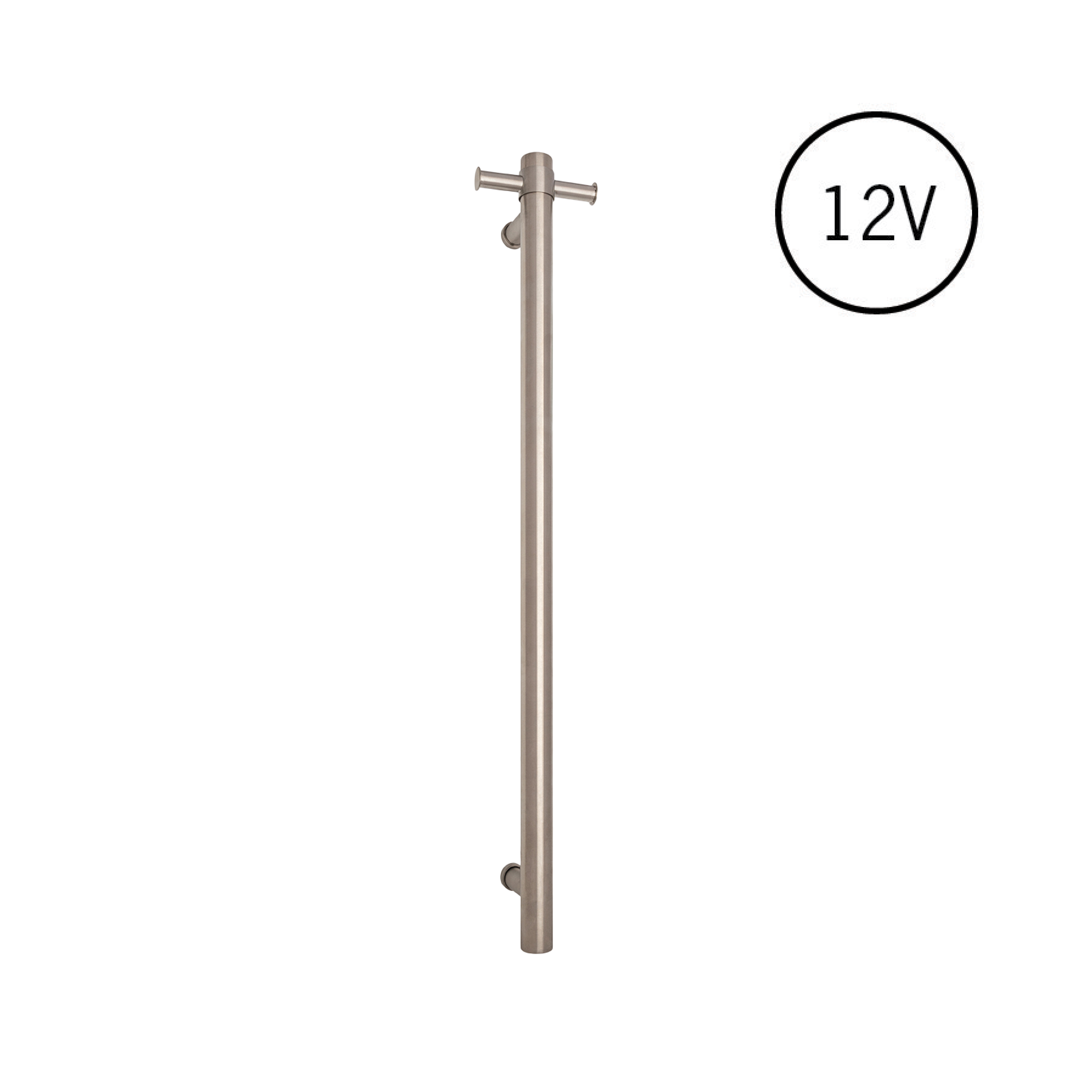 VS900H Straight Round Vertical Single Polished Heated Towel Rail
