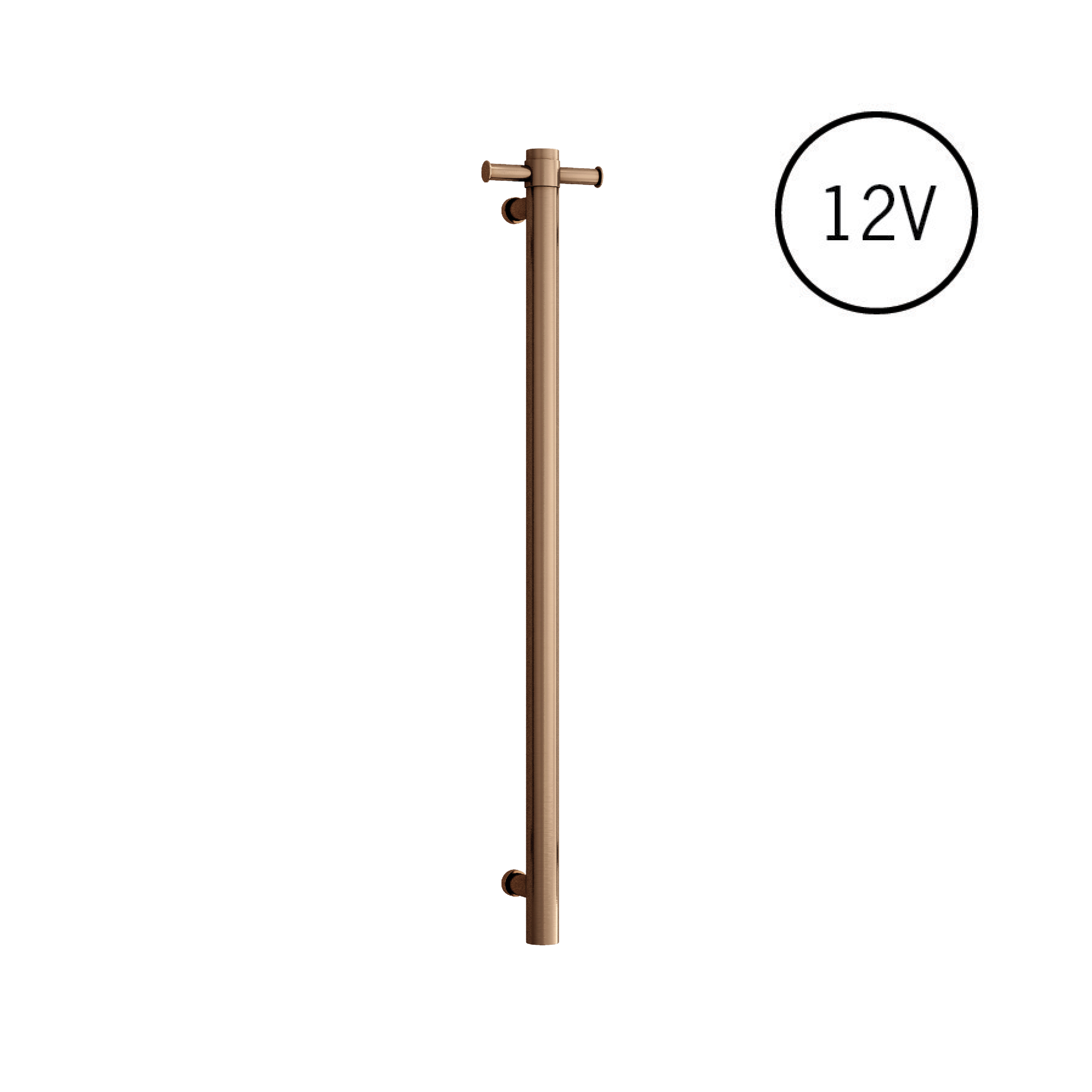 VS900H Straight Round Vertical Single Polished Heated Towel Rail