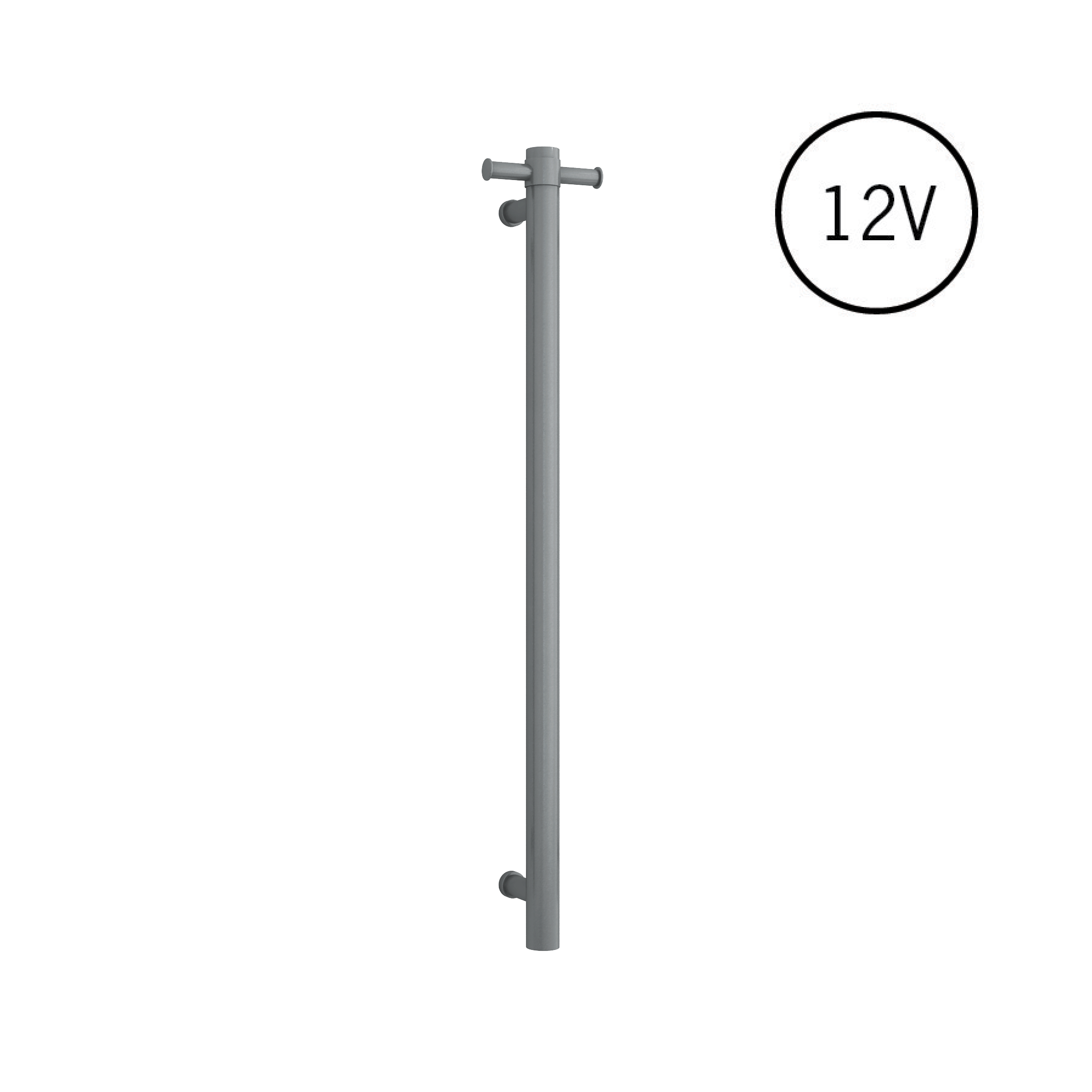 VS900H Straight Round Vertical Single Polished Heated Towel Rail