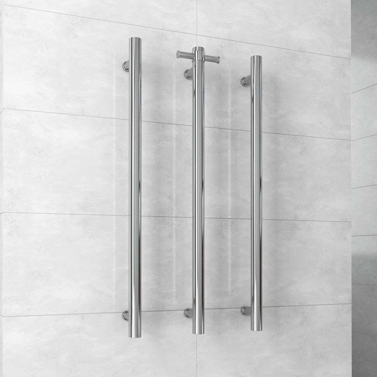 UVS900H Round Polished Non-Heated Vertical Single Towel Rail