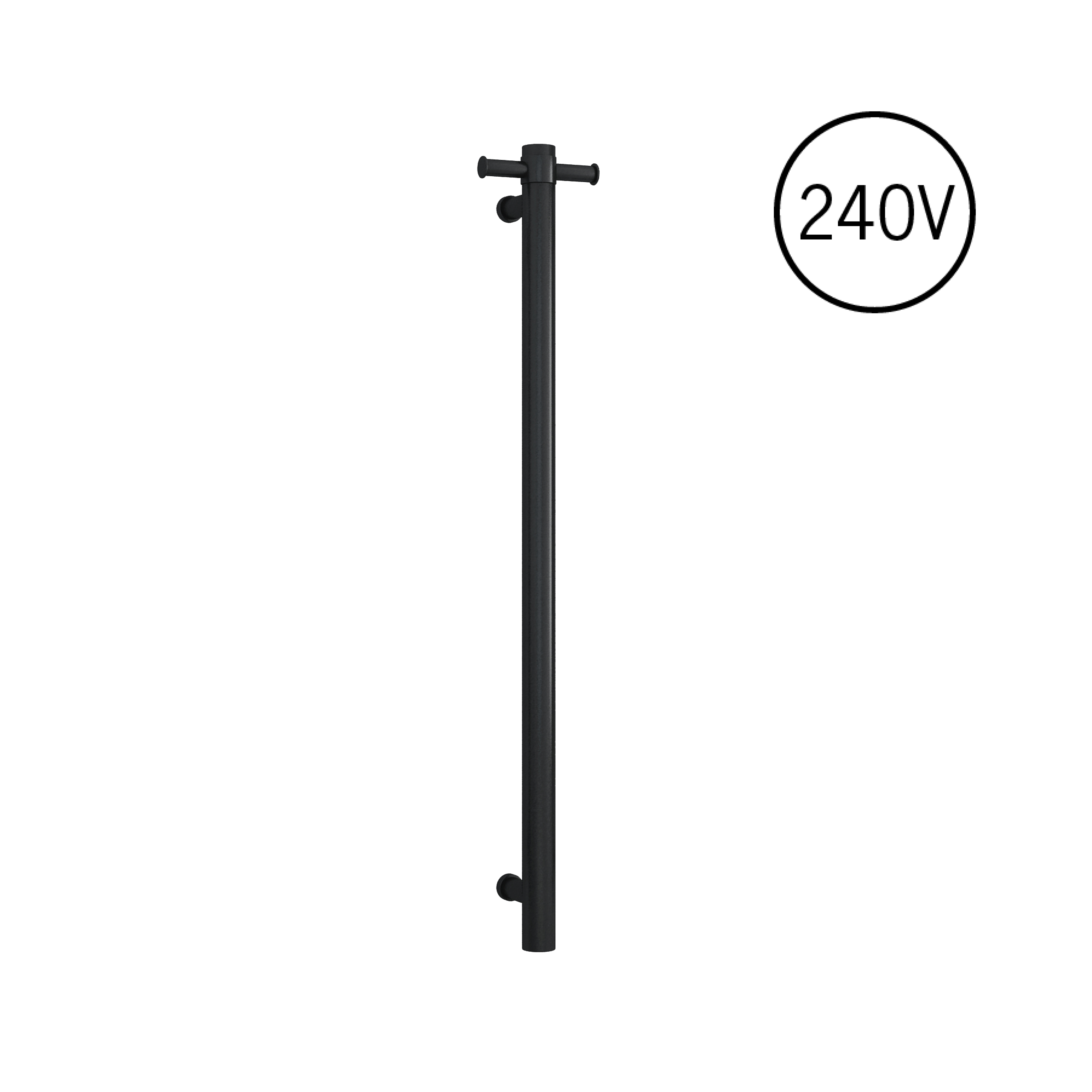 VSH900H Round 240Volt Vertical Single Polished Heated Towel Rail