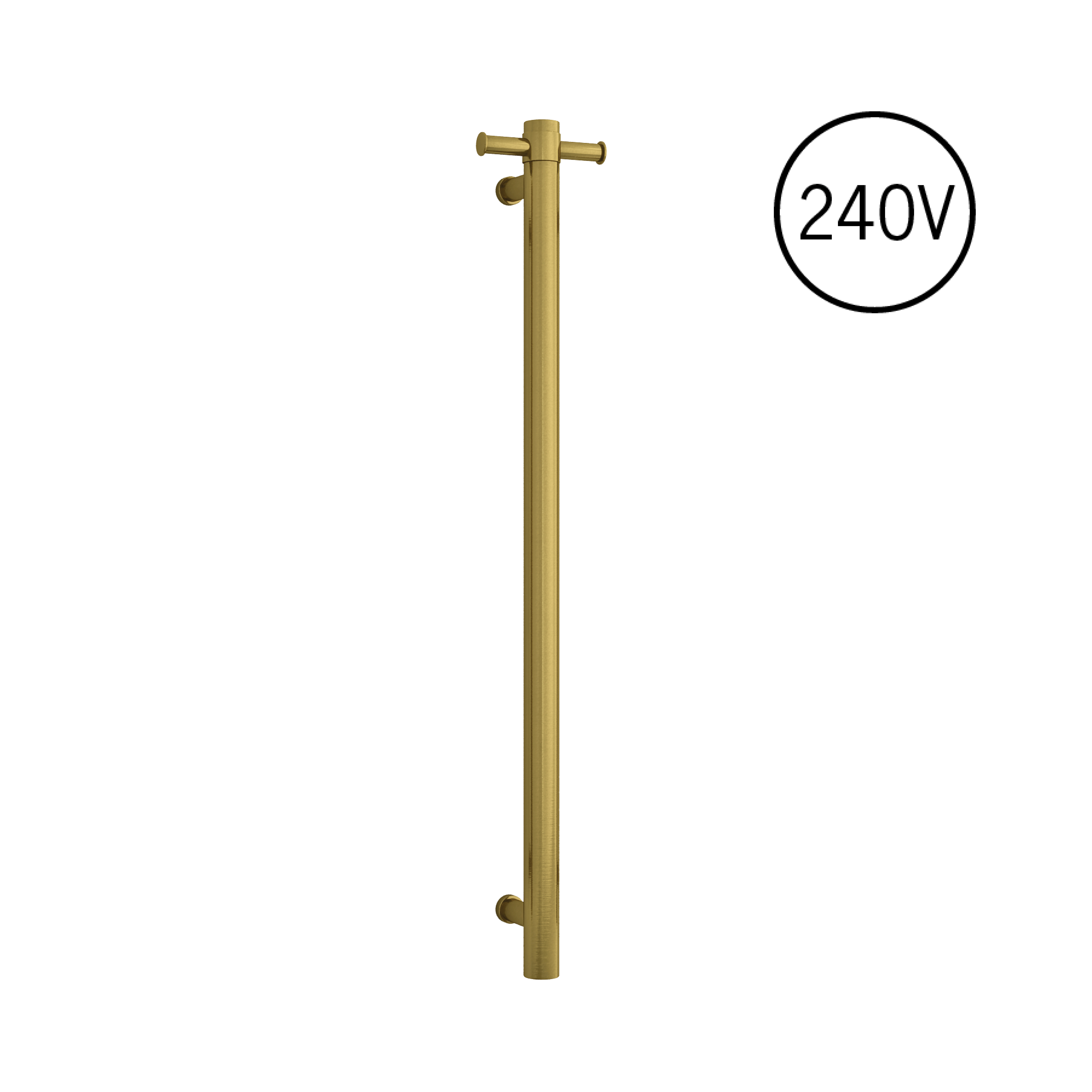 VSH900H Round 240Volt Vertical Single Polished Heated Towel Rail