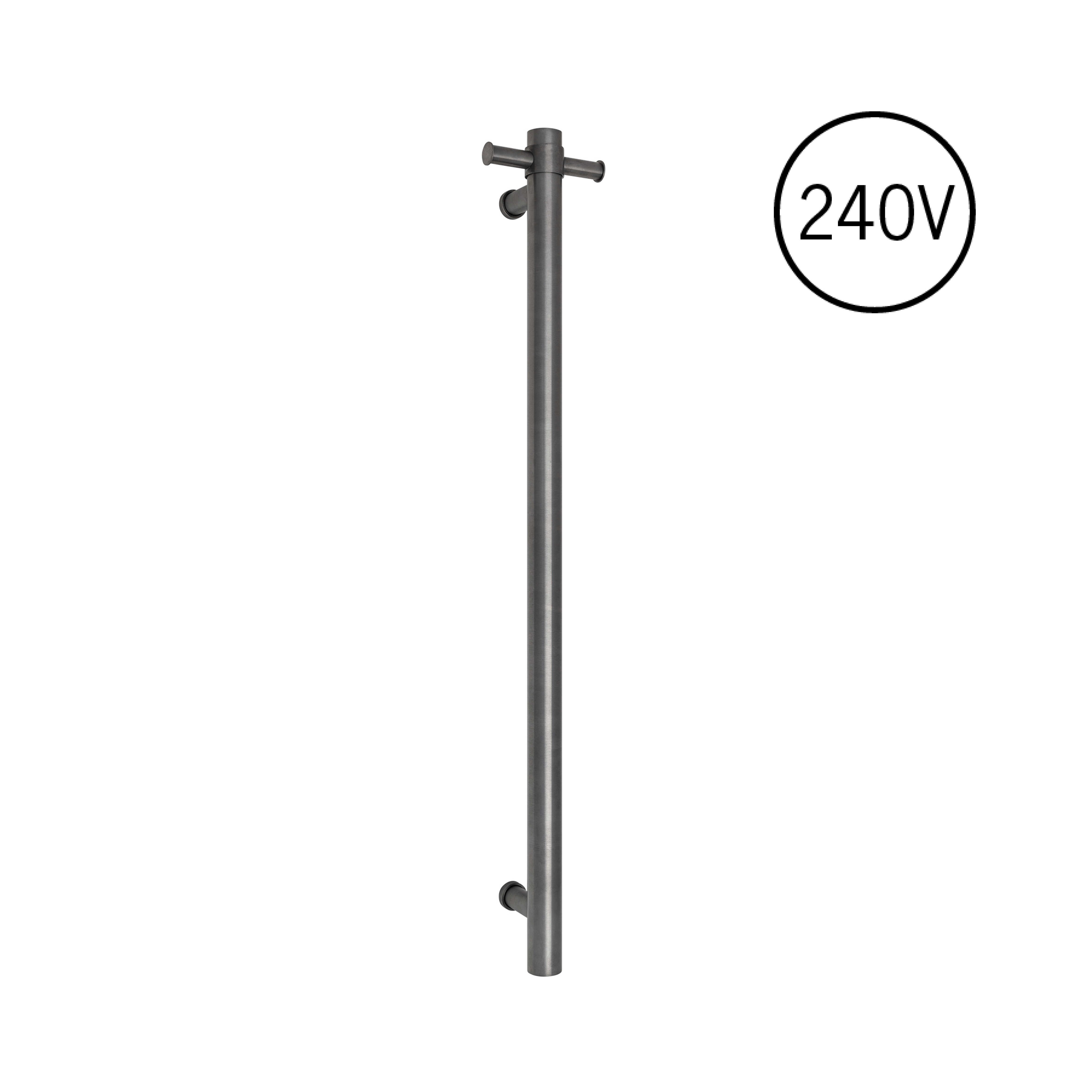 VSH900H Round 240Volt Vertical Single Polished Heated Towel Rail