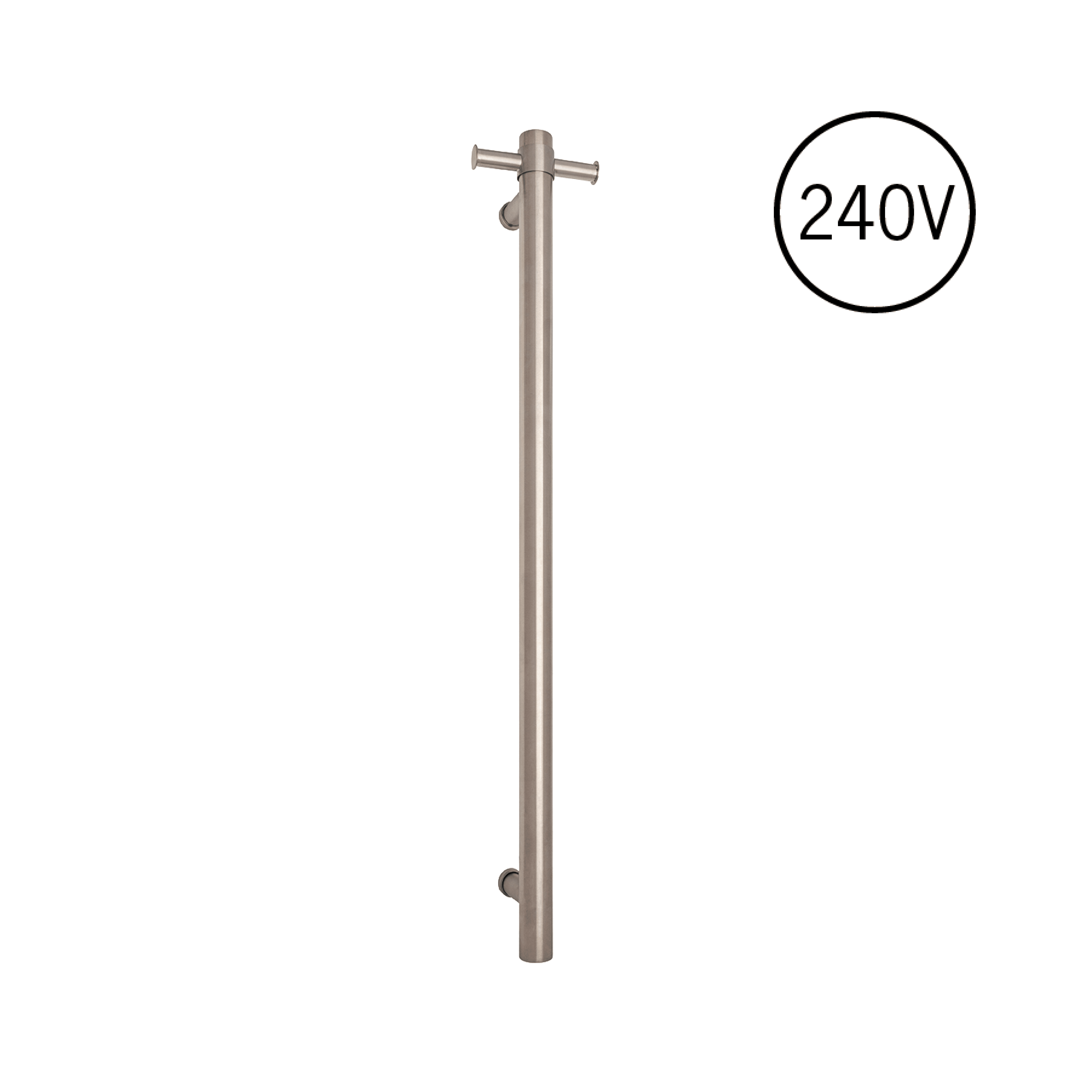 VSH900H Round 240Volt Vertical Single Polished Heated Towel Rail