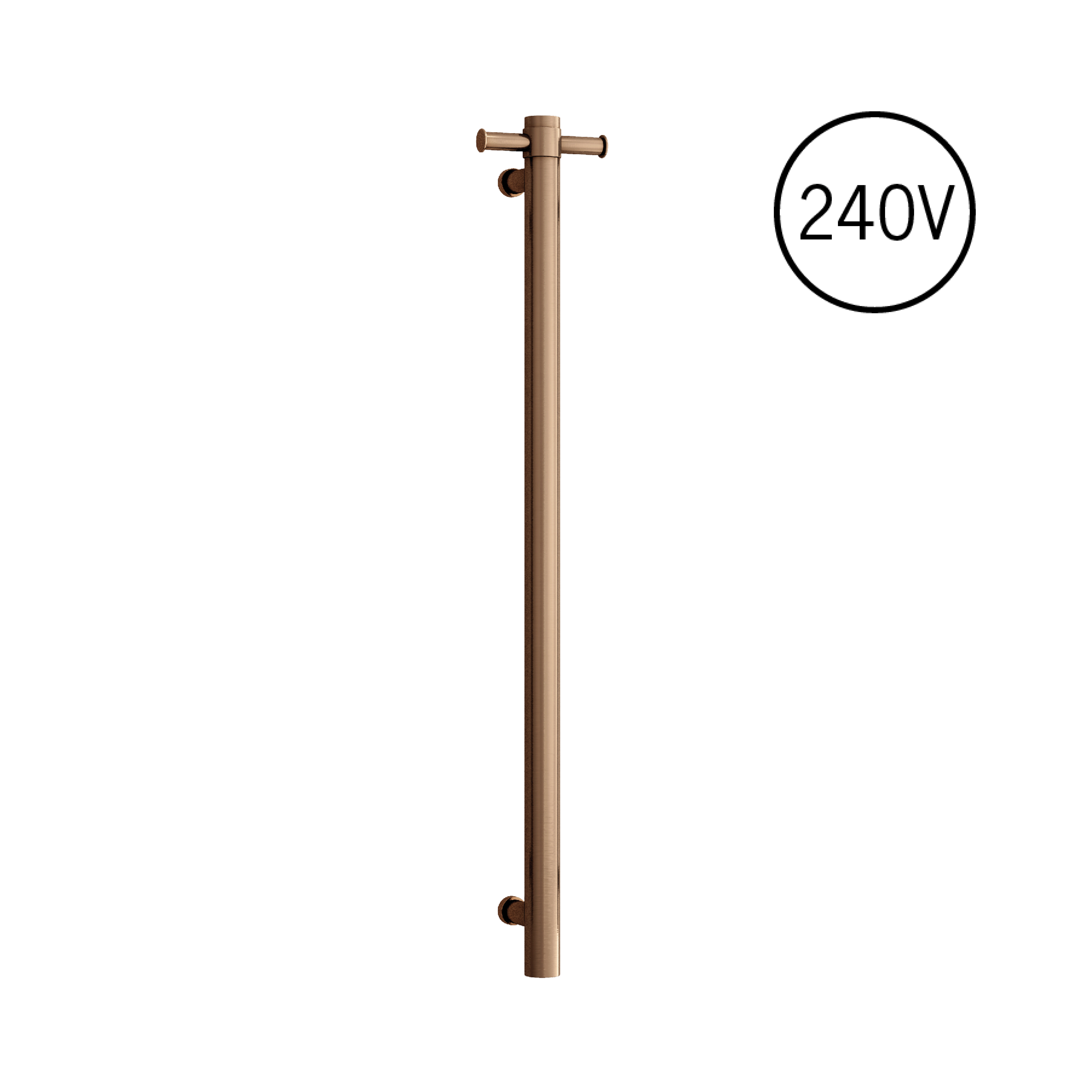 VSH900H Round 240Volt Vertical Single Polished Heated Towel Rail