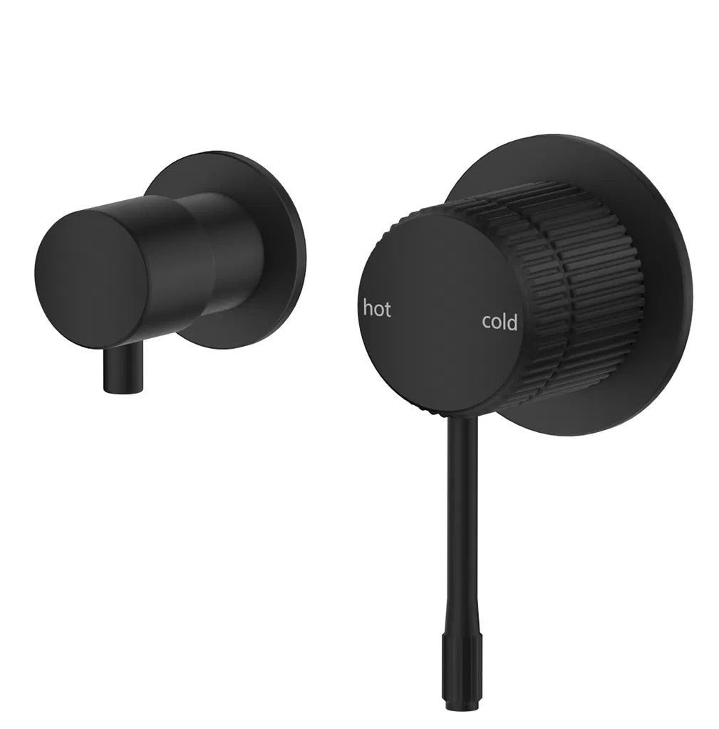 Mica Fluted Shower Mixer Diverter – Sideways - Black