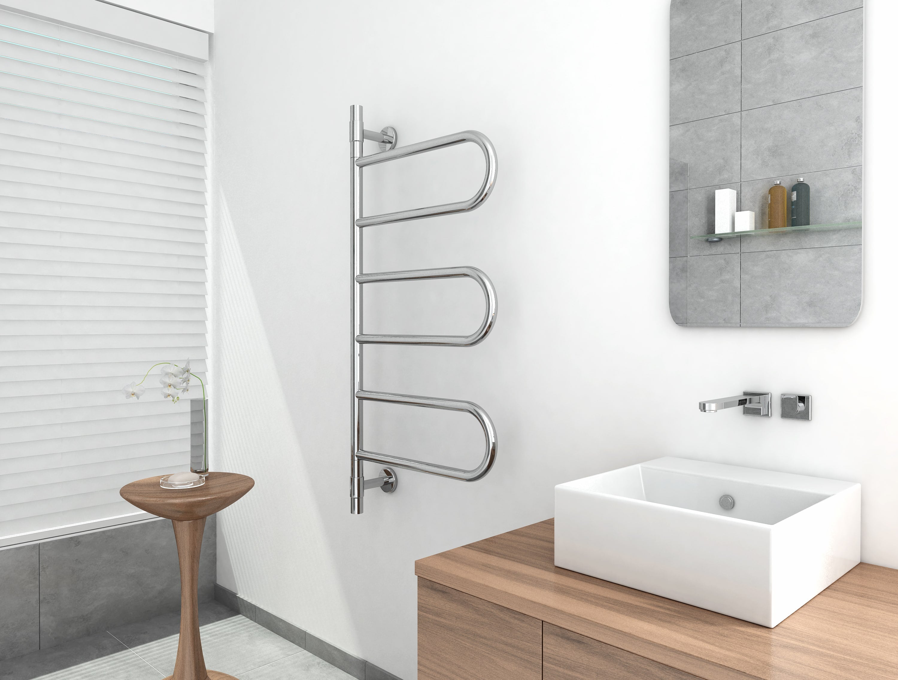 W11SR Jeeves Tangent W Swivel Polished Heated Towel Rail